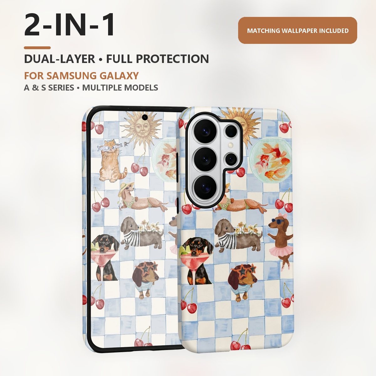Samsung Galaxy S24 - Lustige Hunde Sommer 2-in-1 Dual-Layer Handyhülle