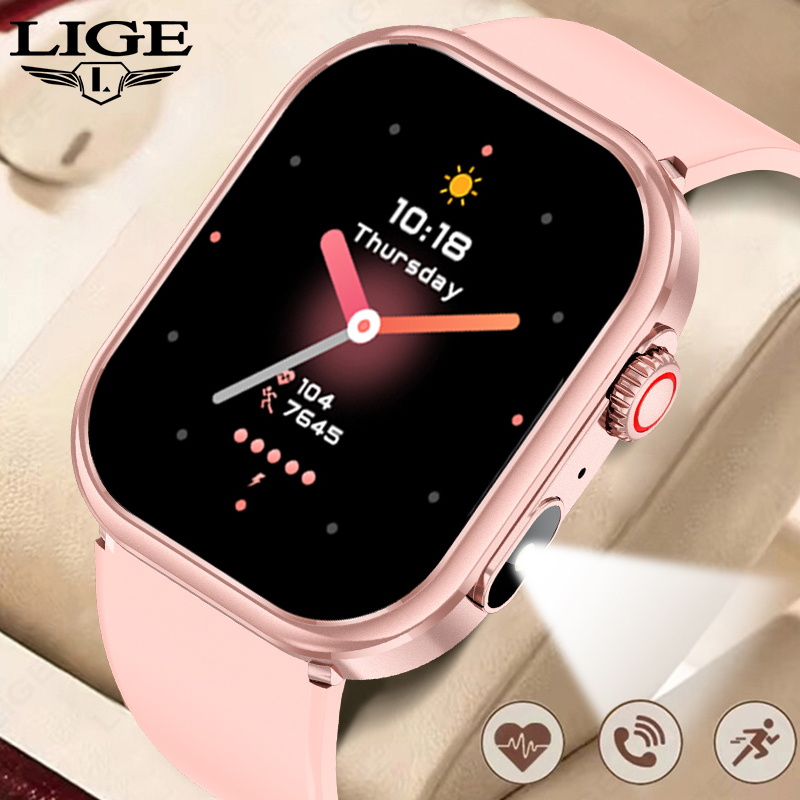 Smartwatch Custom - LIGE Damen-Smartwatch Outdoor-Sport-Fitness Bluetooth-Anruf Wasserdicht Anpassbares